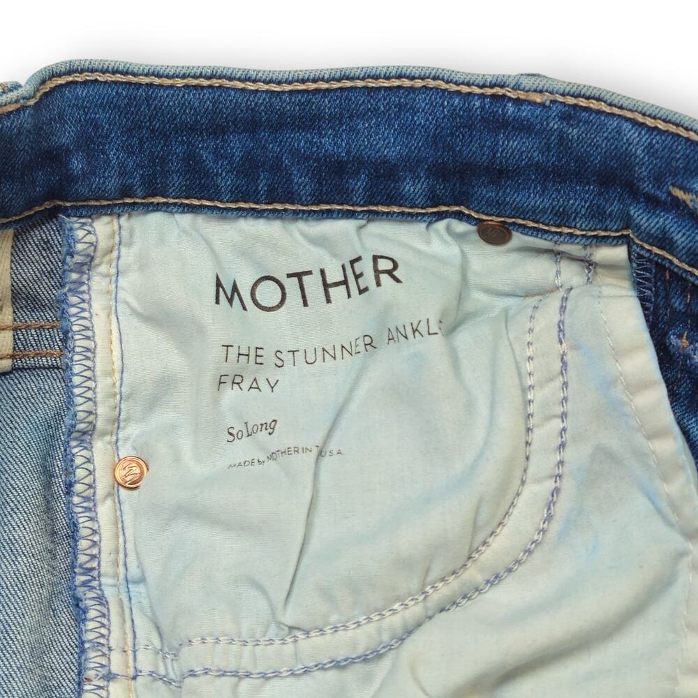Mother Stunner Ankle Fray Denim Jeans High Rise Button Fly Raw Hem Old Money 24 - Picture 7 of 13